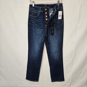 Driftwood Meg Crop Jeans Dark Wash Blue Button Fly Size 24x26